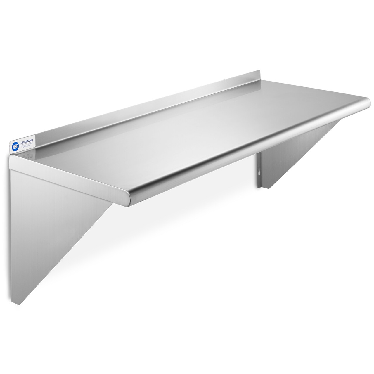 GRIDMANN NSF Stainless Steel 18" Deep Kitchen Wall Mount Shelves for Commercial Restaurant Bar w/ Backsplash